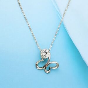 Open Heart CZ Crystal Butterfly Necklace